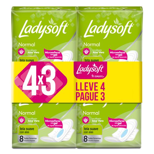 Imagen del producto: LADYSOFT TOALLA FEM NORMAL 8 UNID 4X3 (275255)