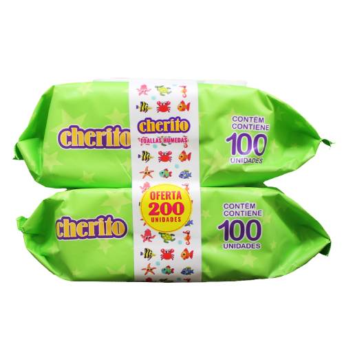 Imagen del producto: TOALLAS HUMEDAS CHERITO PACK 100 X 2 (291280)