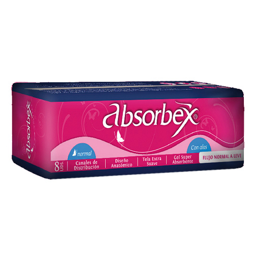 Imagen del producto: ABSORBEX TOALLITAS ECONOMICO CON ALAS X8 (30070)